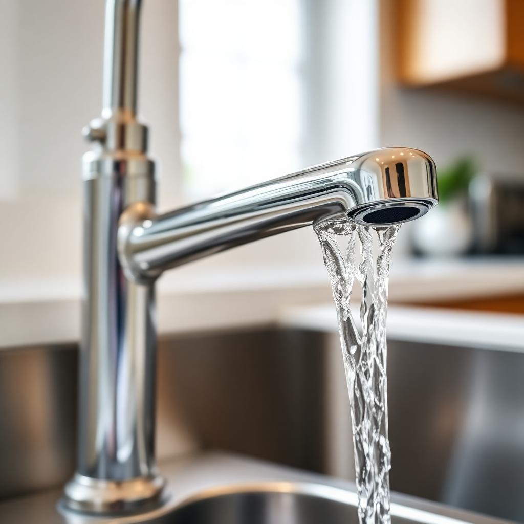 Sauberer Wasserhahn mit klarem, weichem Wasser