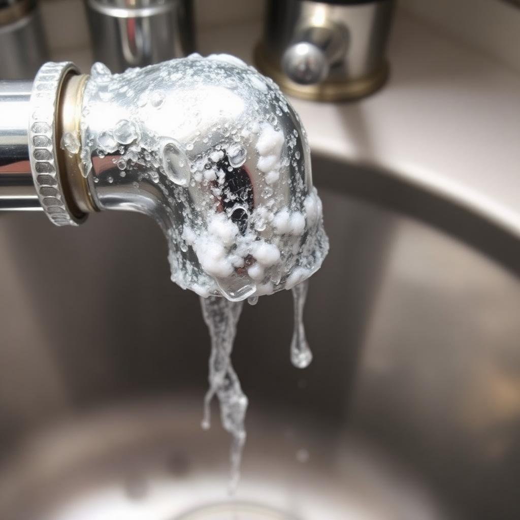 Wasserhahn mit starken Kalkablagerungen