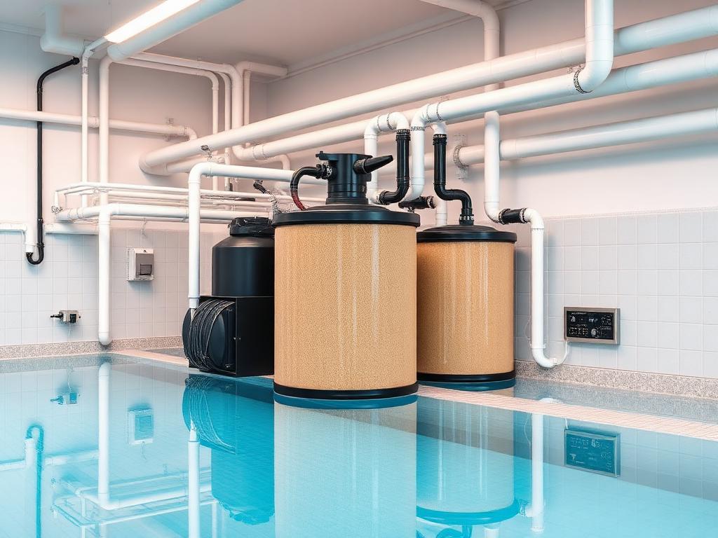 Moderne Poolfiltrationsanlage im Technikraum